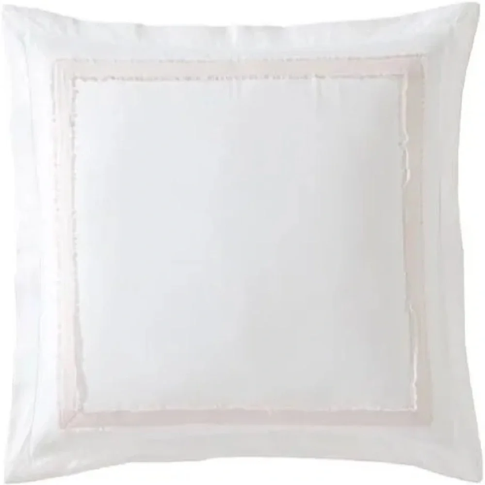 Laura Ashley Mila Pink Euro Sham 26x26 White Cotton Pillow Cover Contrast Border